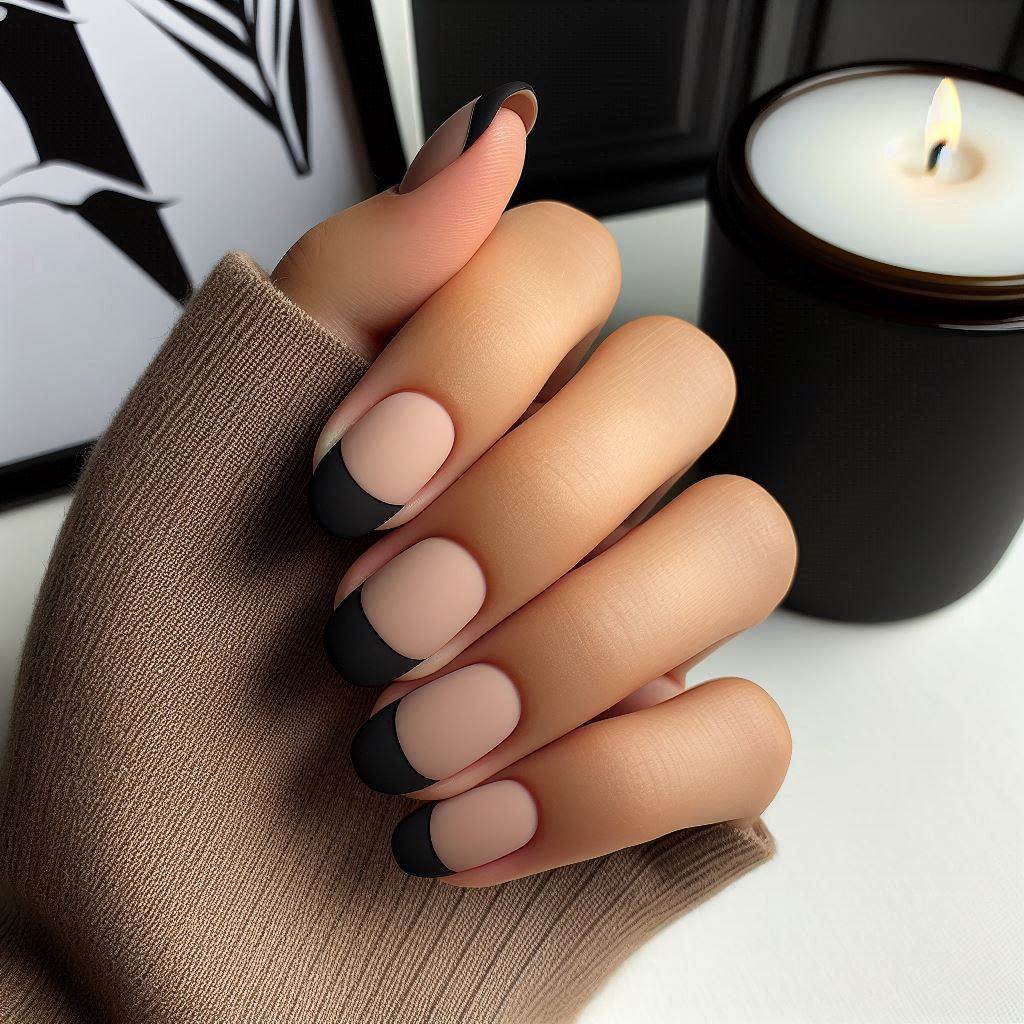  Matte Short Almond Nails French Tip