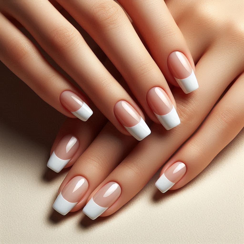 Gel Nails French TipClassic White for All Skin Tones