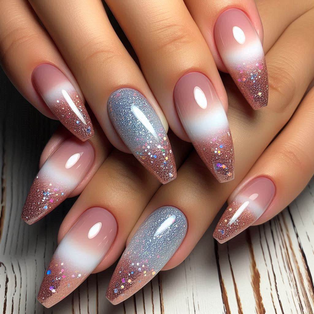 Gel Nails French Tip: Glitter Ombre for a Stunning Effect