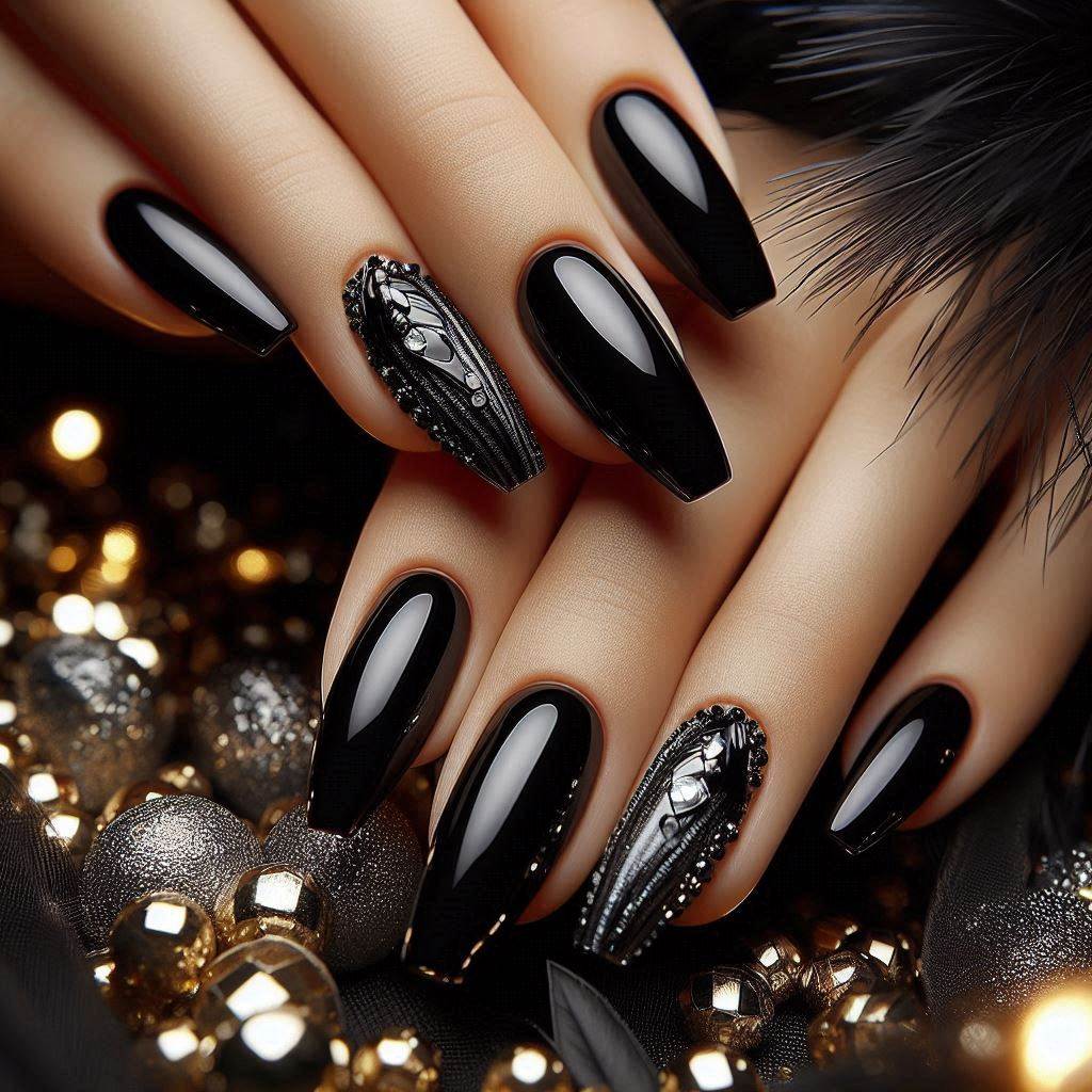 Cute Birthday Nails Coffin Short Black