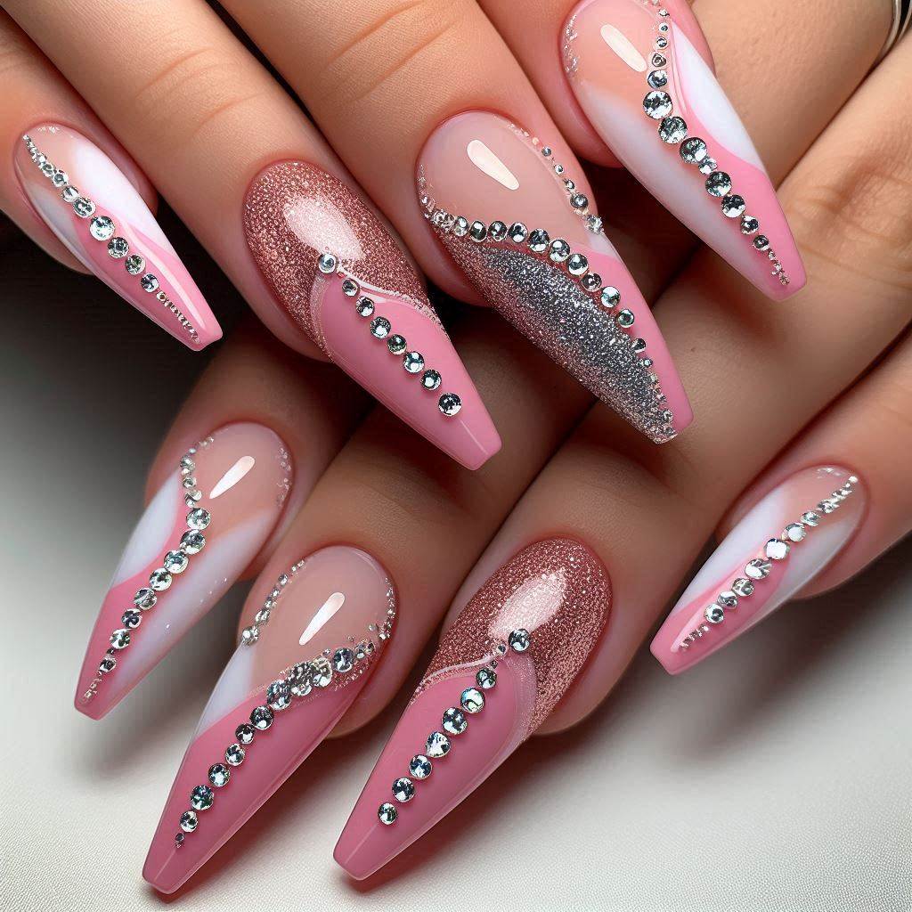  Pink French Tip Bling Nails for a Soft and Romantic Touch