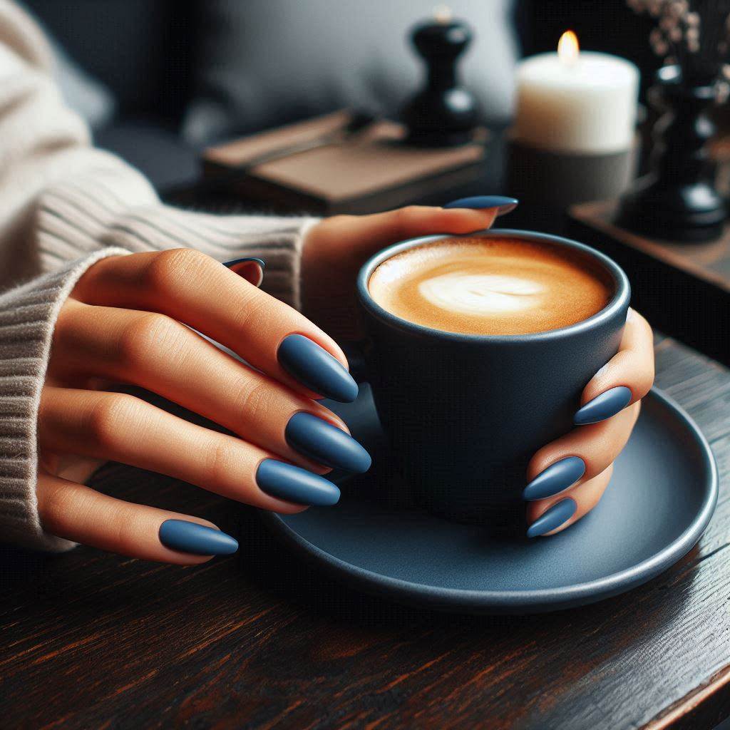 Matte Royal Blue Acrylic Nails for a Trendy Look