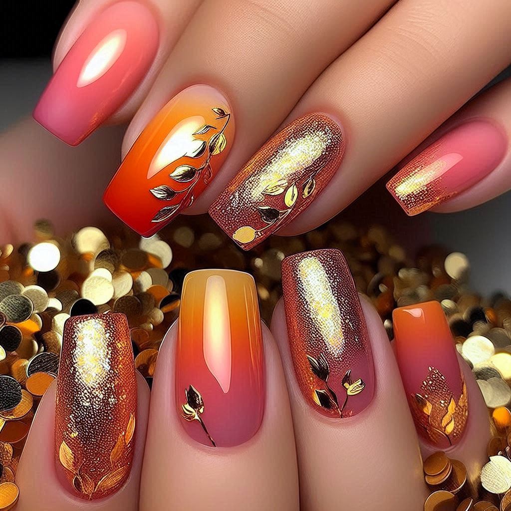 Tropical Sunset with Gold Foil