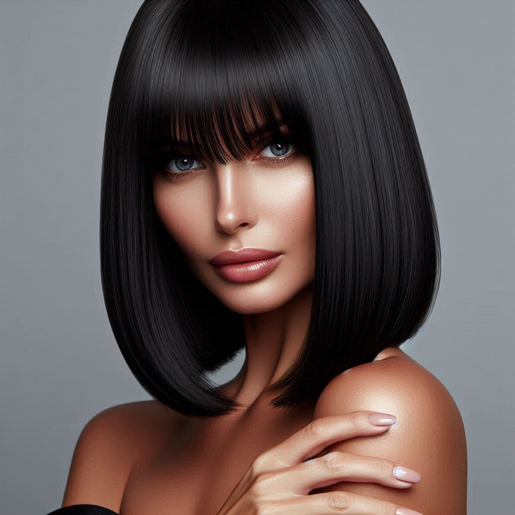 Sleek Blunt Cut with Straight Bangs