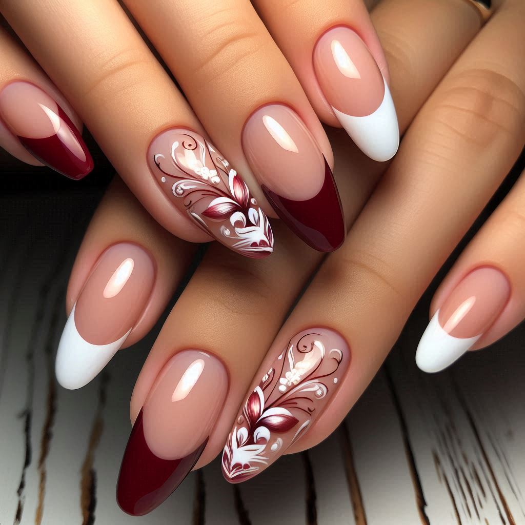 Red and White French Tip Nails for a Chic Contrast