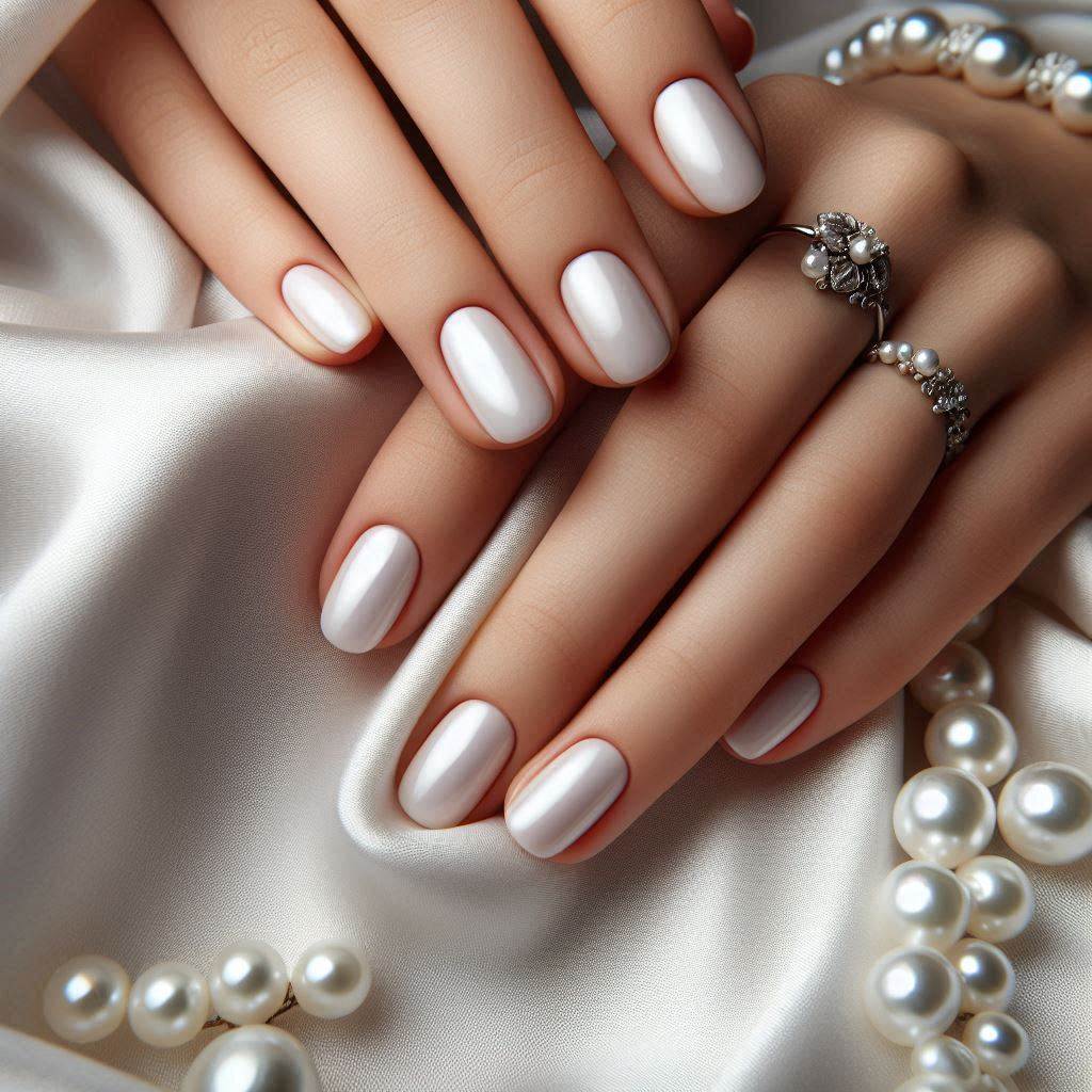 Milky White Short Round Gel Nails Ideas