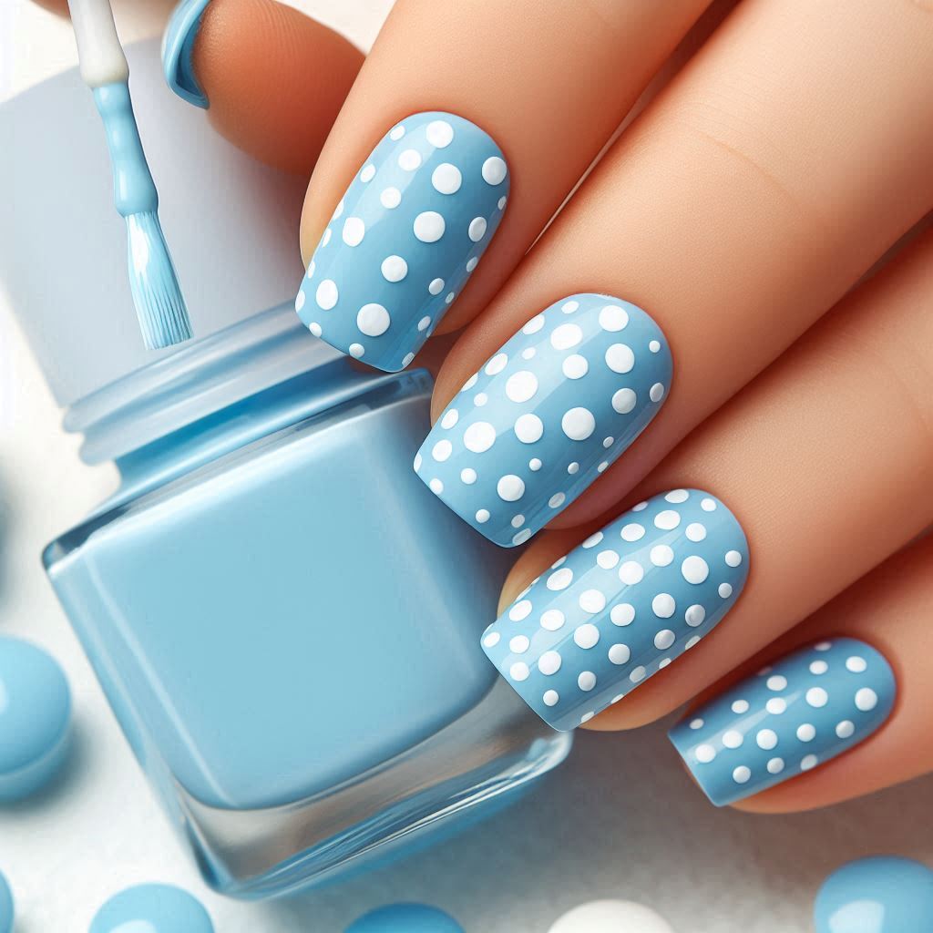 Blue and White Polka Dots