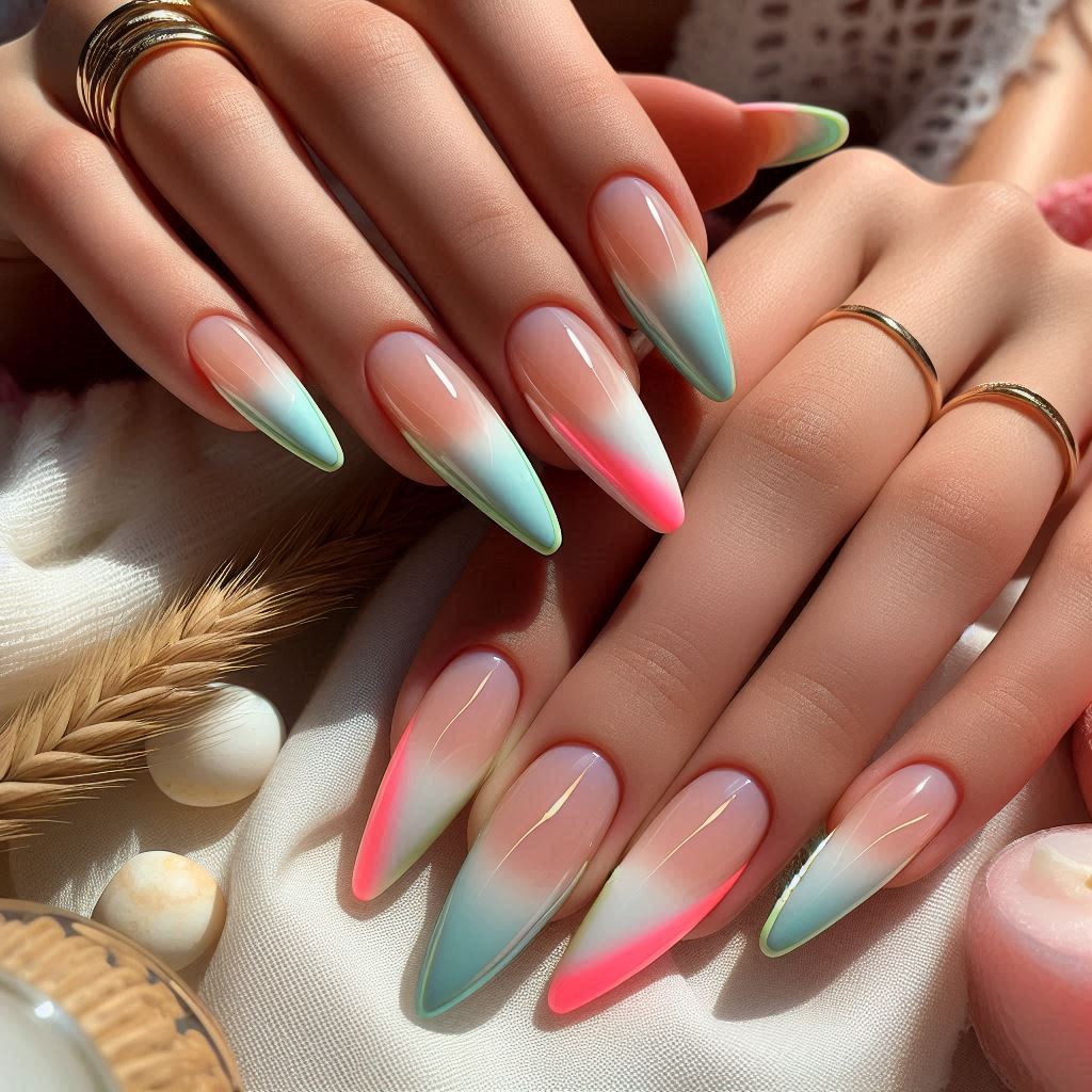 French Ballerina Nails with a Summer Twist