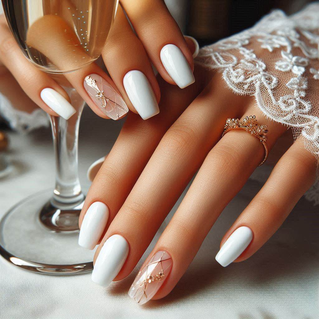  Short White Birthday Nails Baddie