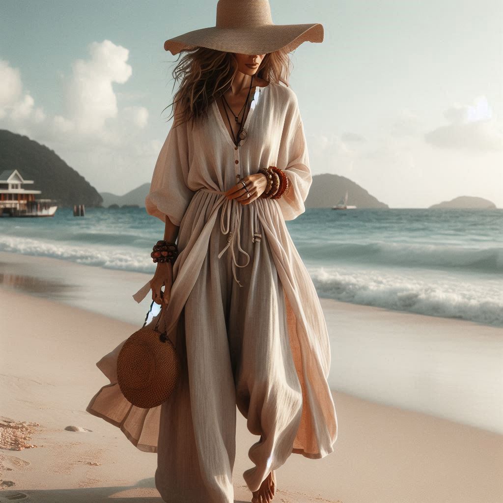 Breezy Bohemian Vibe with Flowy Tunic and Wide-Leg Pants