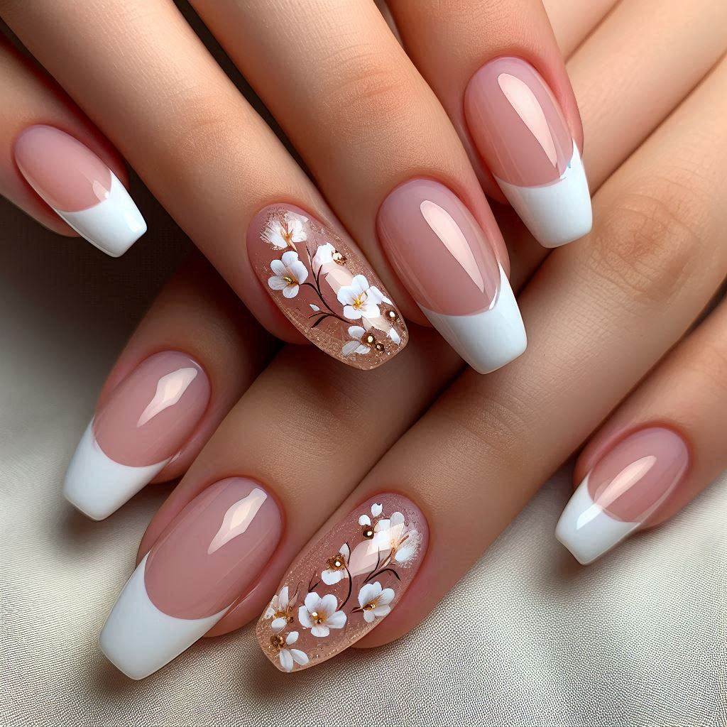 French Tip Nails Short with Design for a Creative Touch