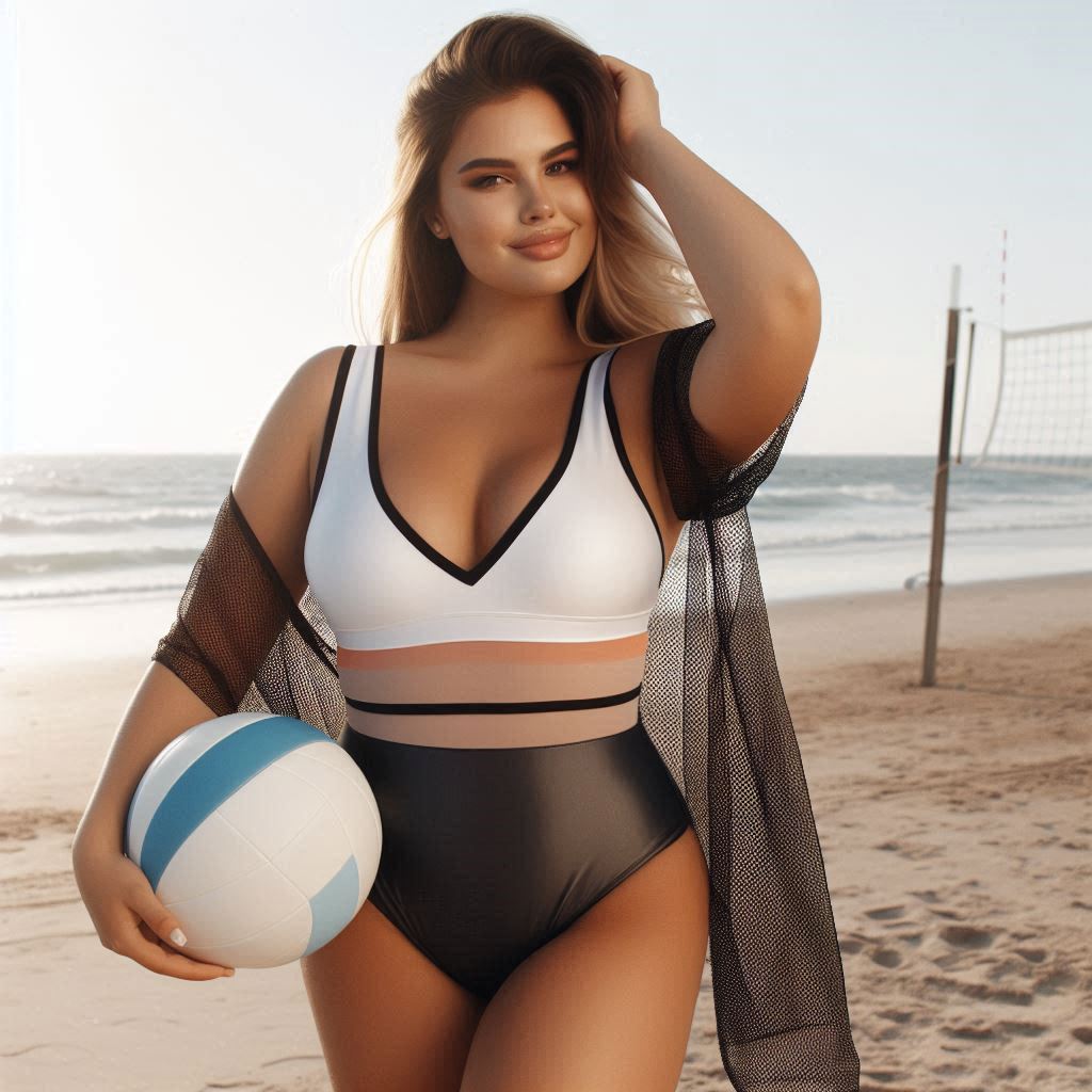 Sporty Swimsuit with Mesh Cover-Up for Active Beach Days