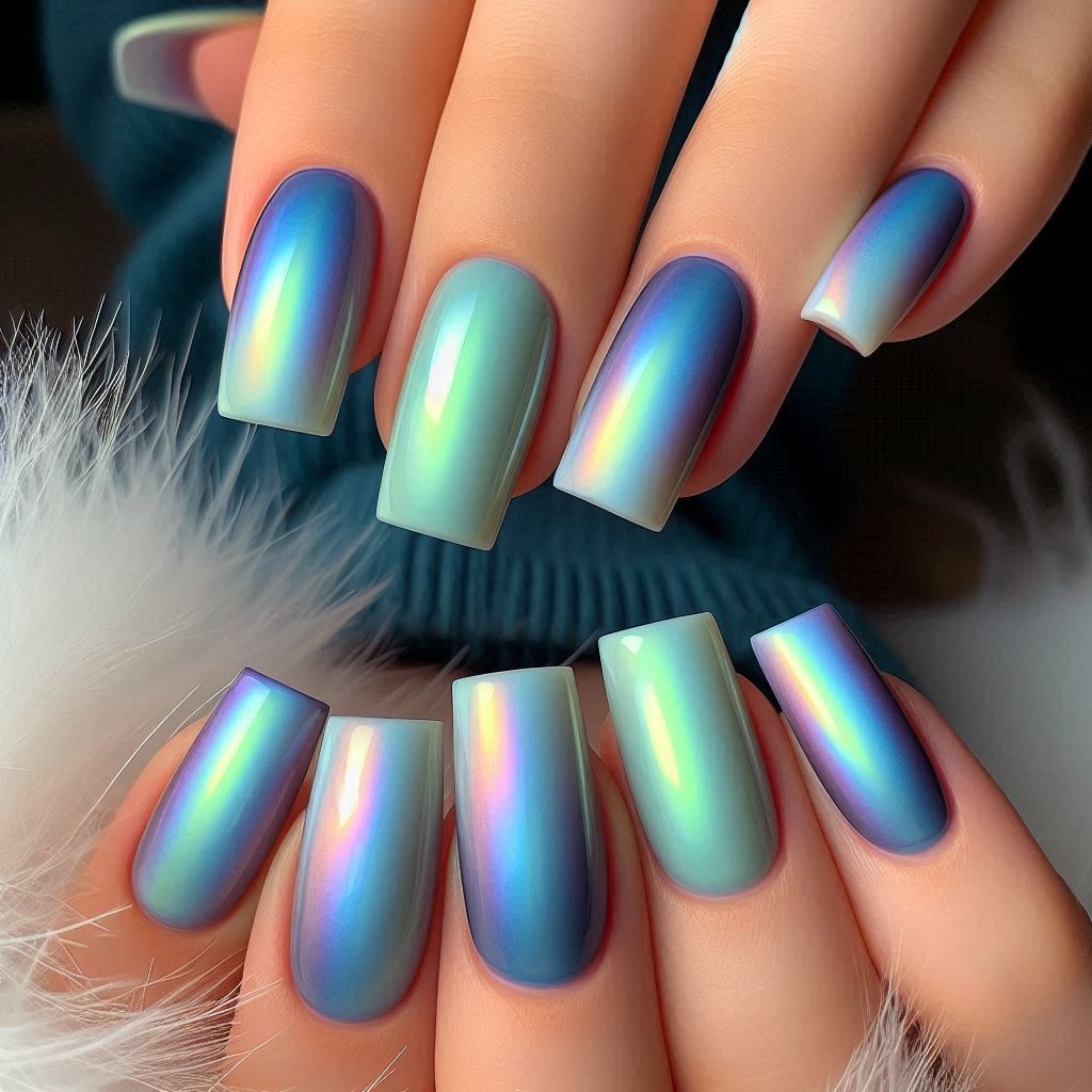 Short Northern Lights Nails