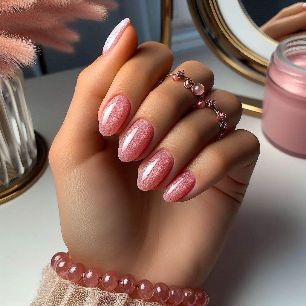 Soft Pink Glazed Donut Nails