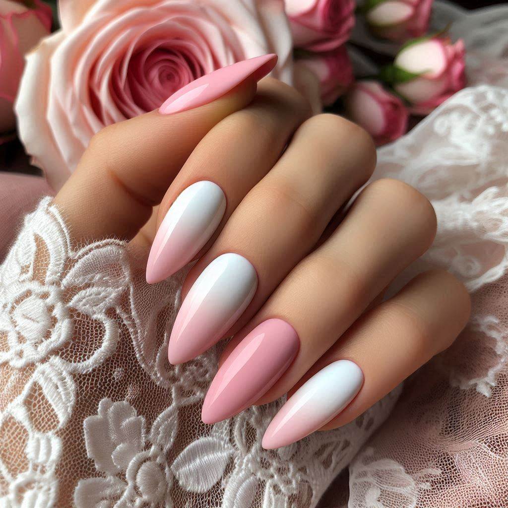 Pastel Pink & White Ombre Nails