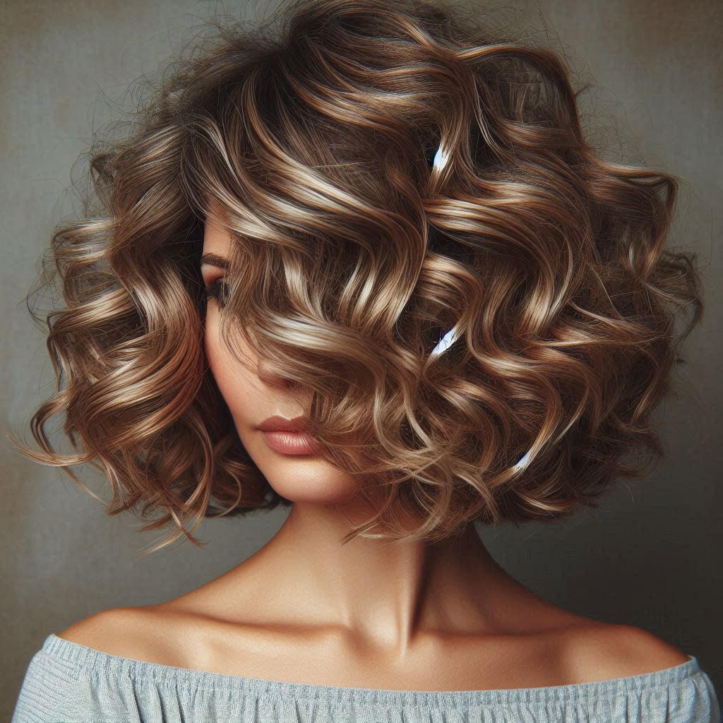 Curly Bob with Highlights