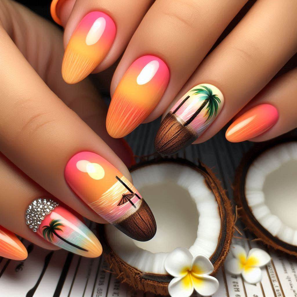  Coconut Drink Accent Nail