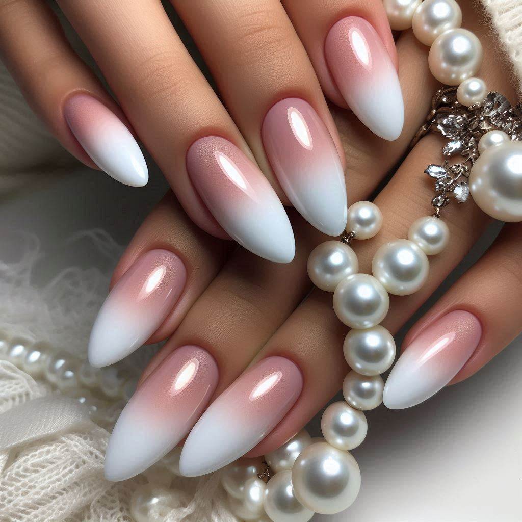 Almond Nails Milky White Ombre for a Soft Glow