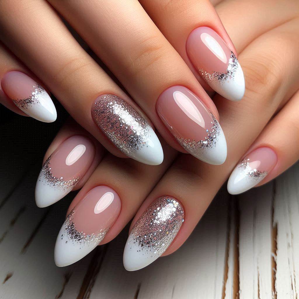 Glitter French Tip Nails Short for a Sparkling Touch