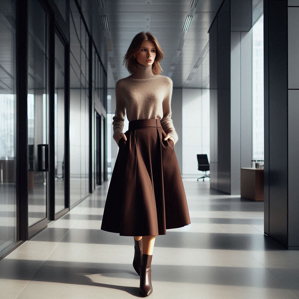 Midi Skirt with Turtleneck