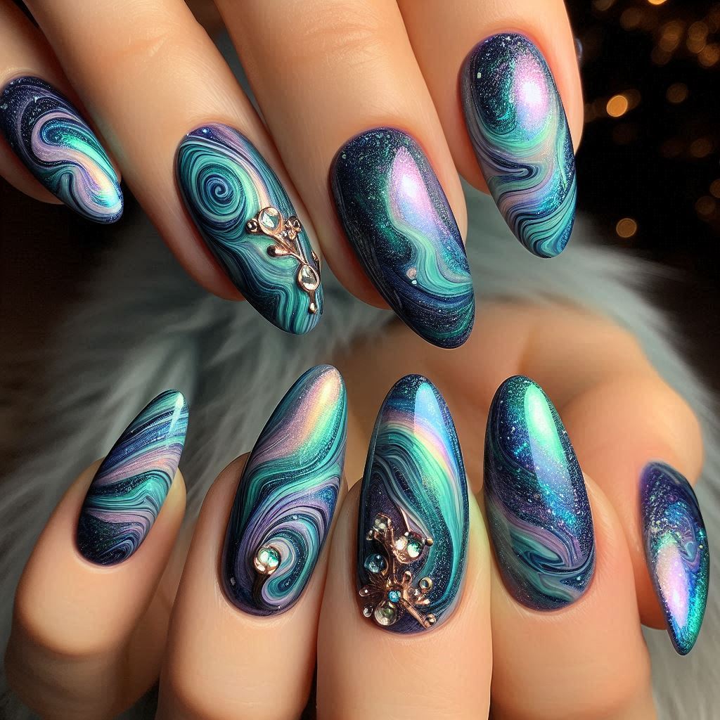 Aurora Marble Nails