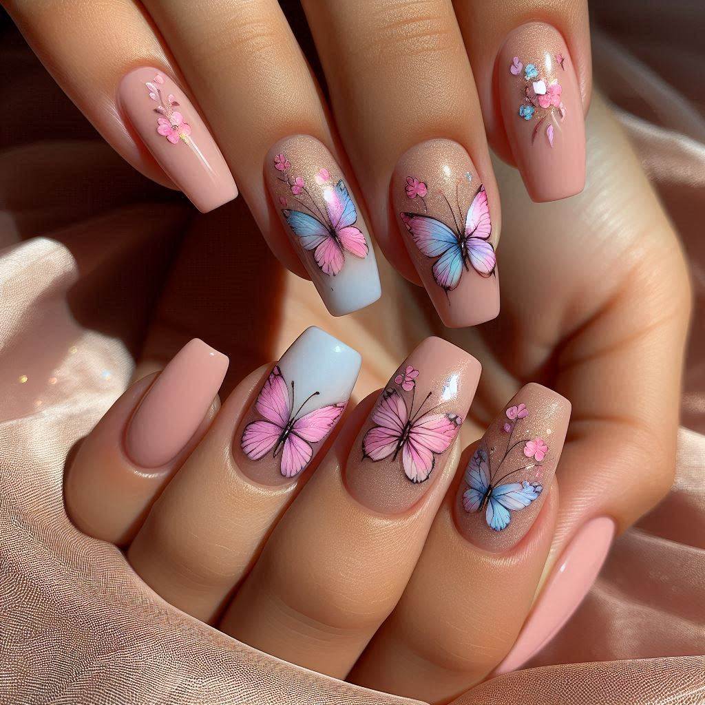  Butterfly Dream Almond Nails