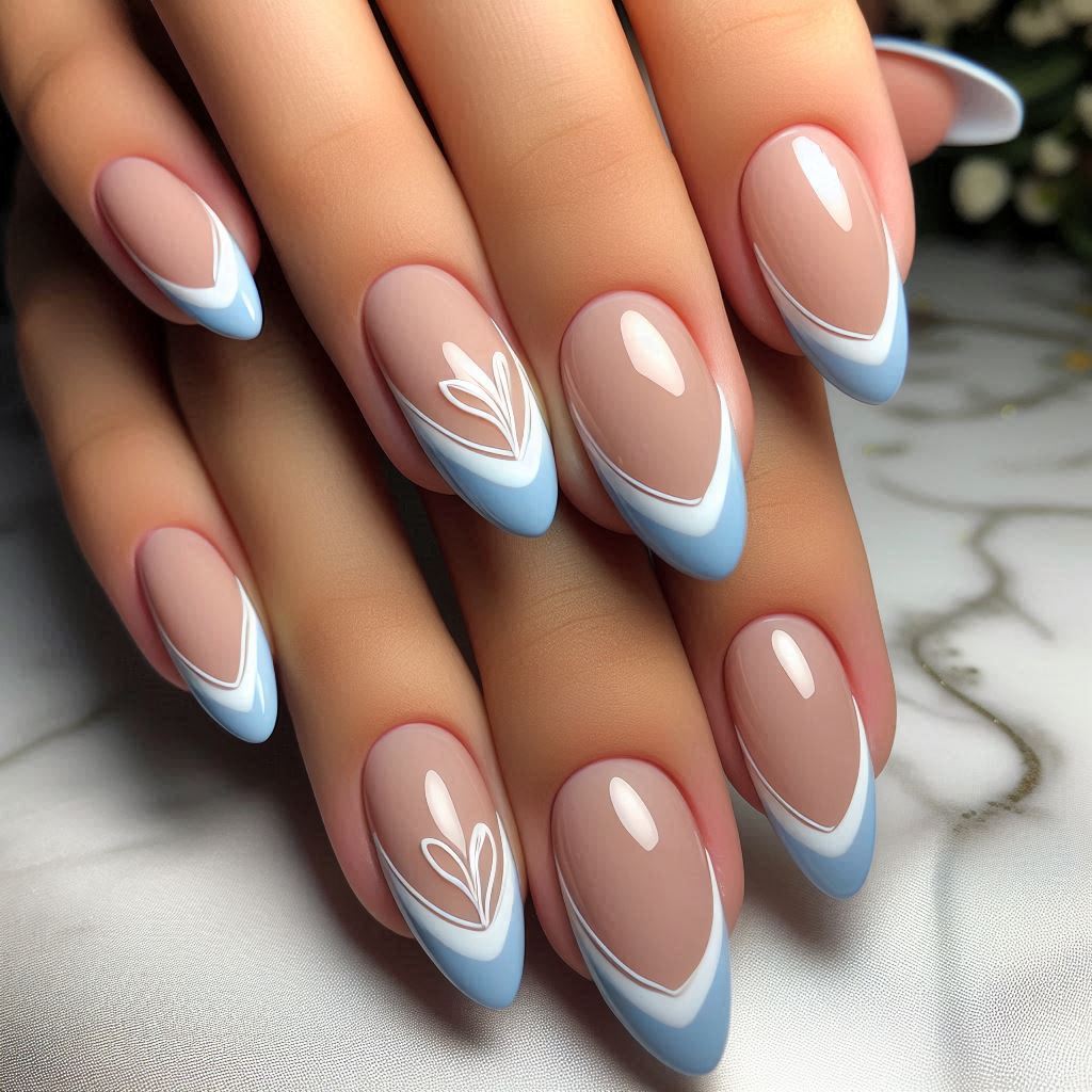 Baby Blue French Tips with a Twist