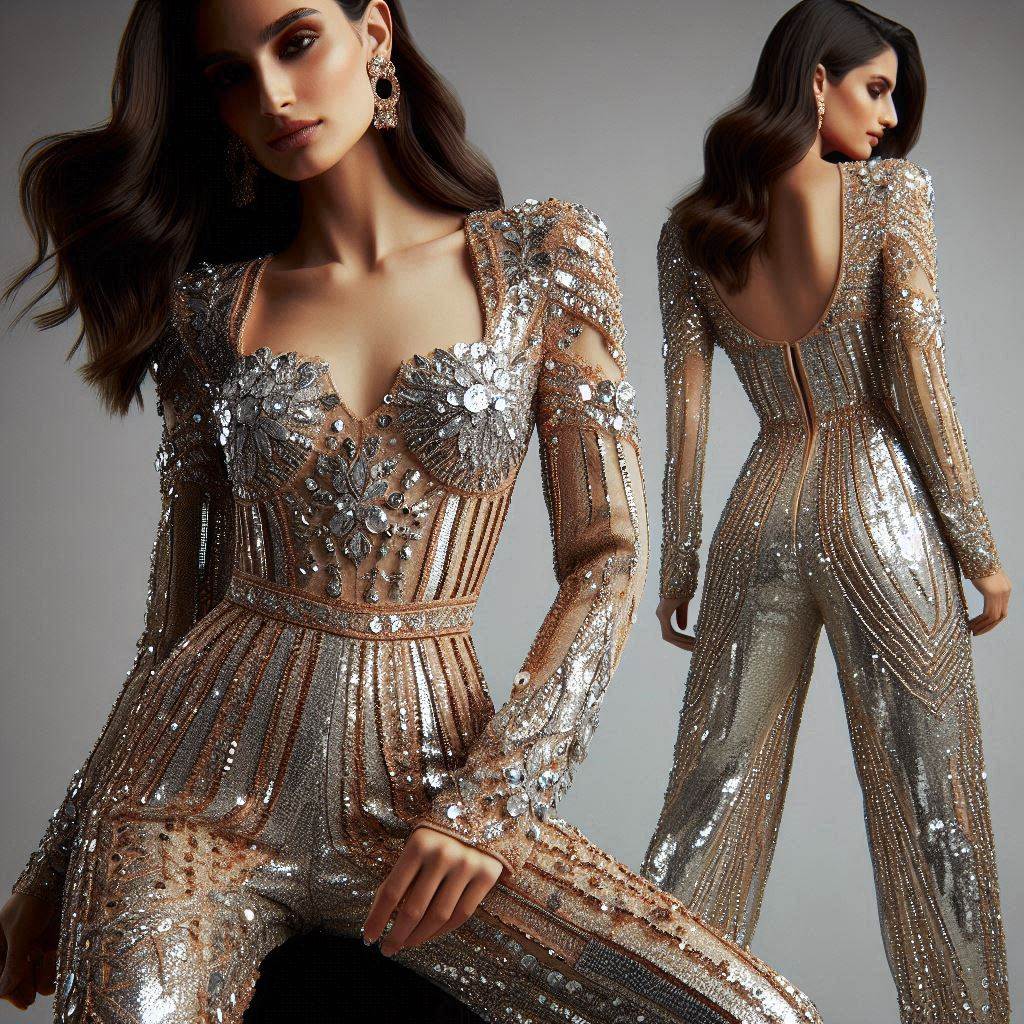 Sequined Jumpsuit for a Modern Twist