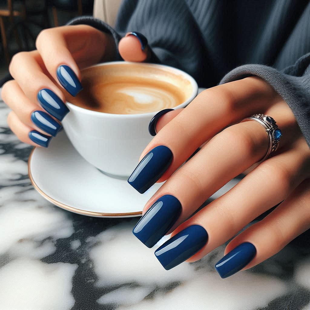 Bold Royal Blue Square Acrylic Nails