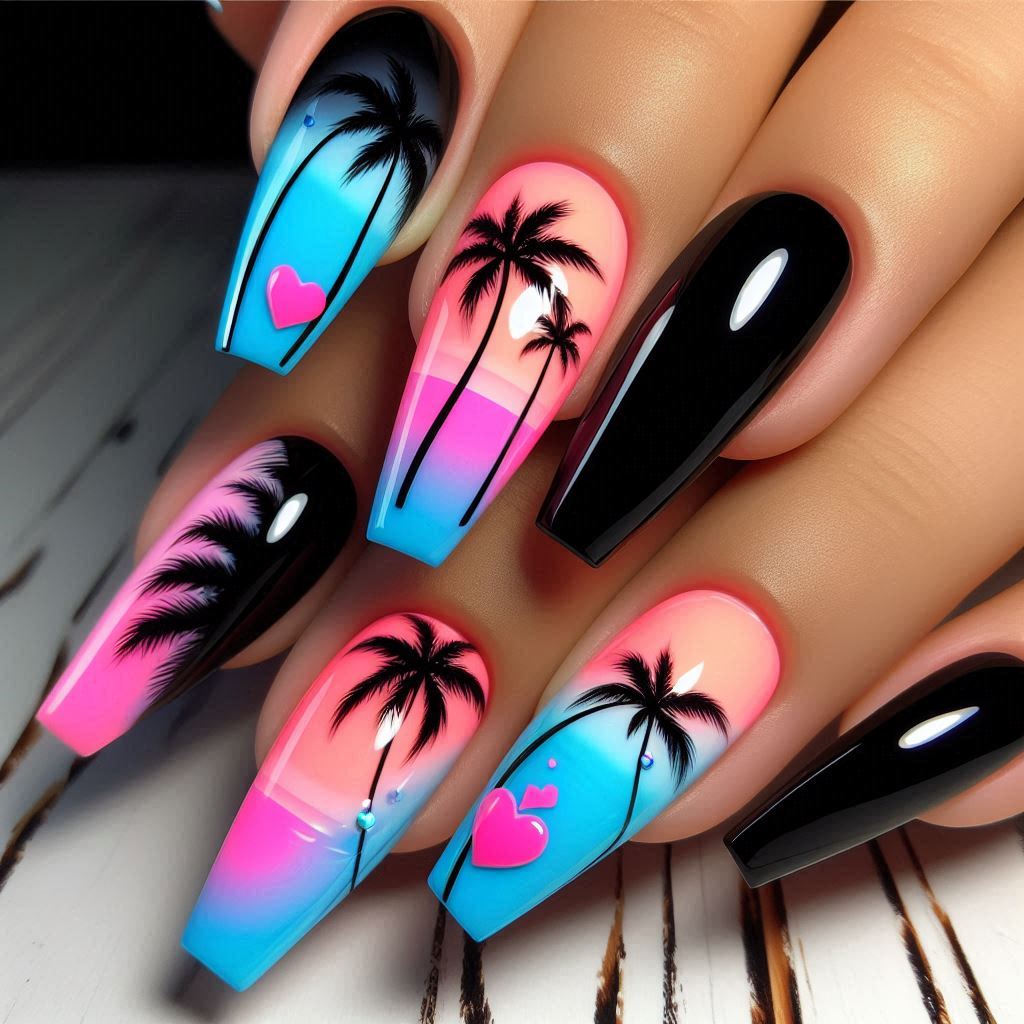 Tropical Palm Tree Nails