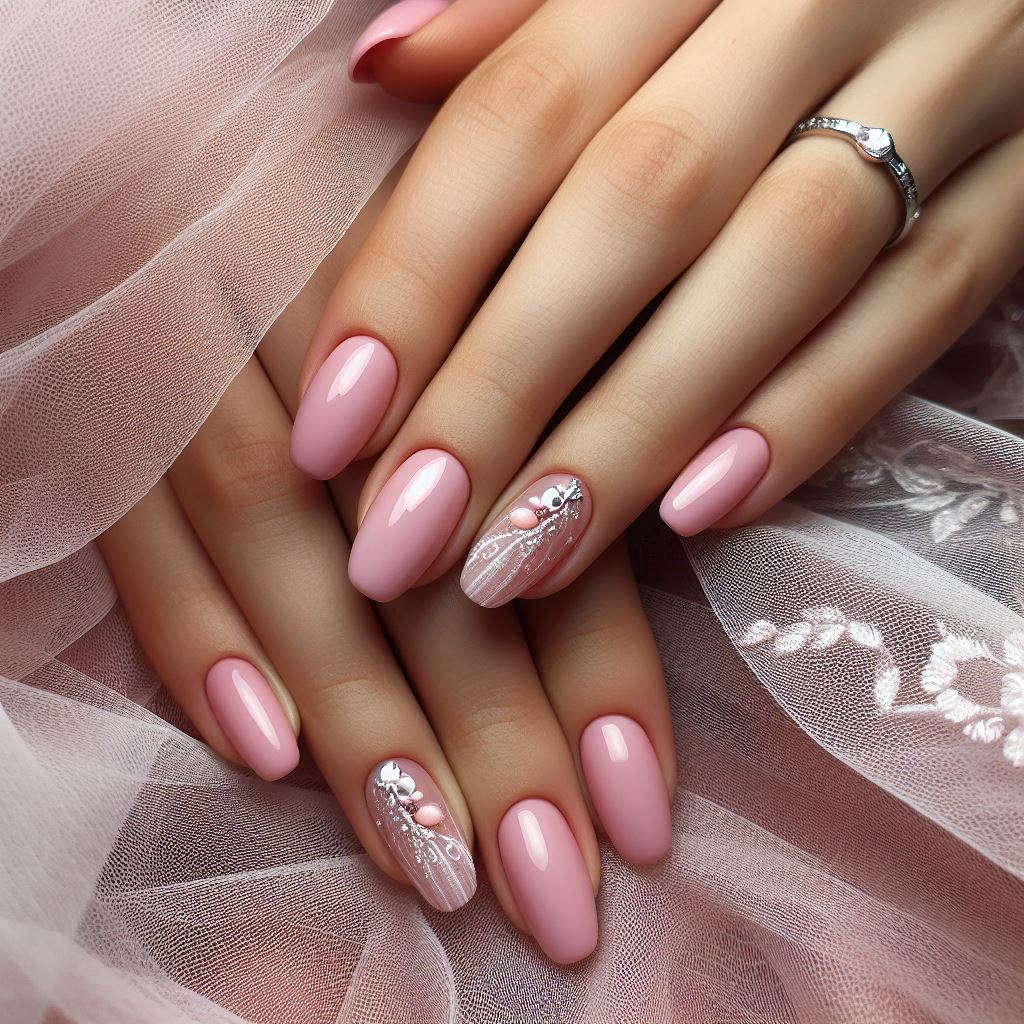 Soft Pink with Silver Detailing