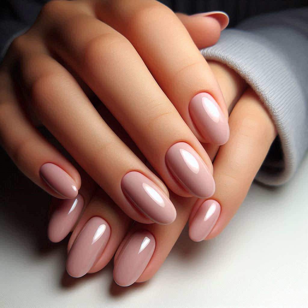 Milky Pink Almond Nails with OPI Perfection