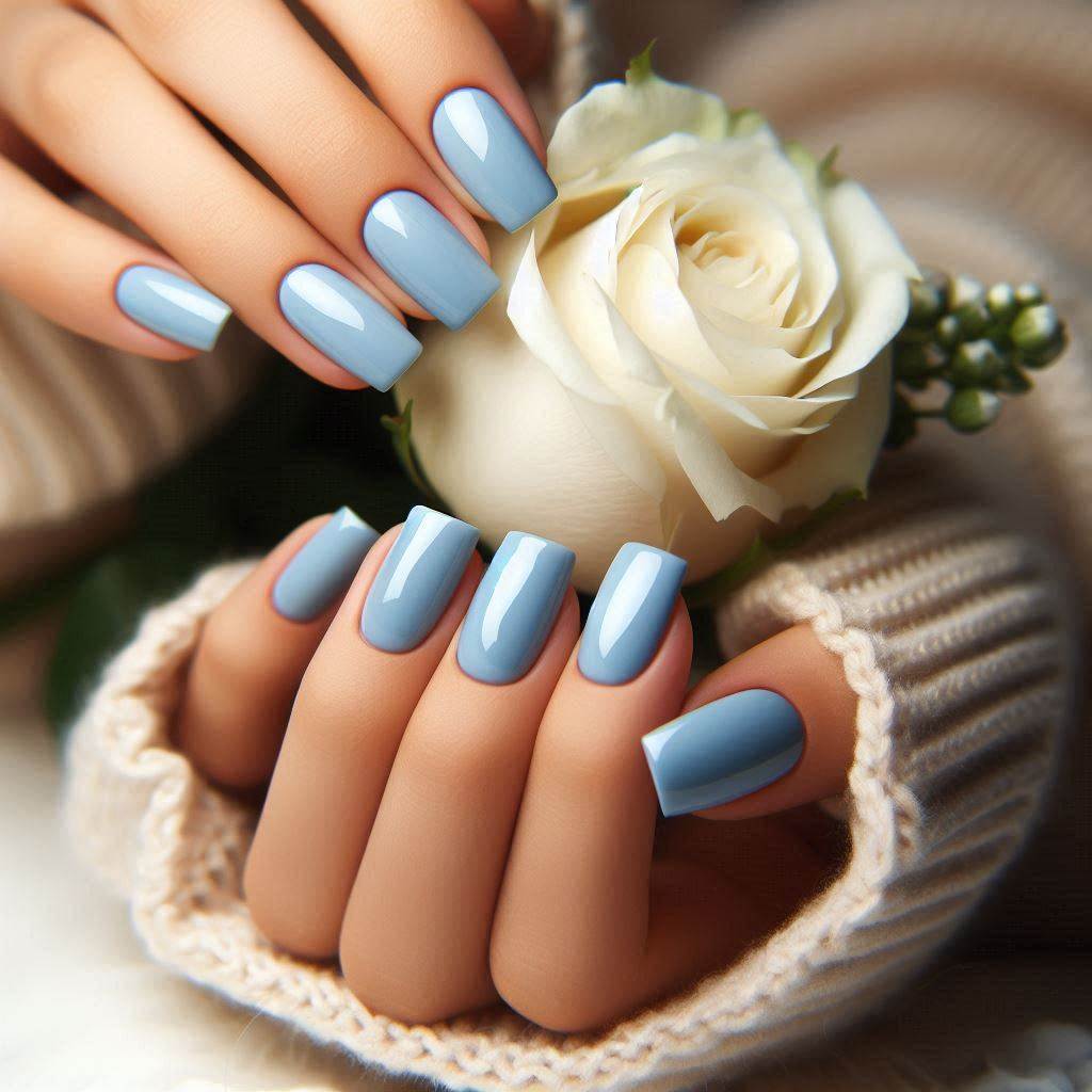 Baby Blue Square Nails