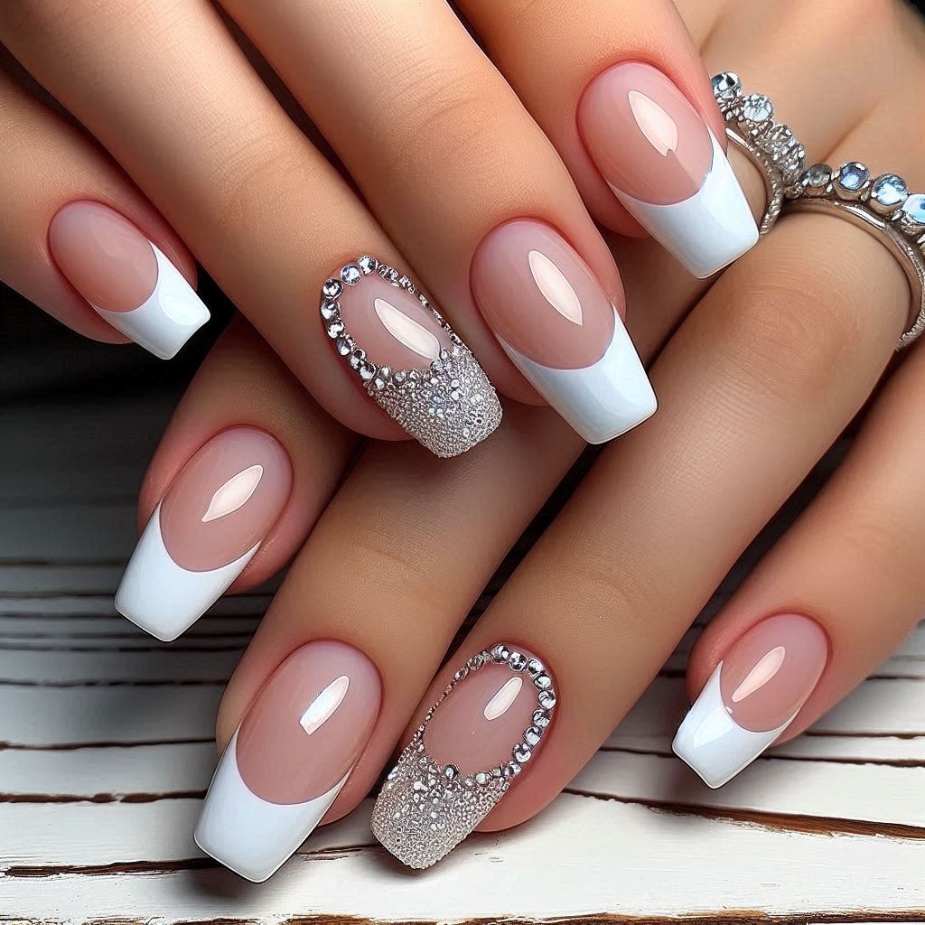 Bling French Nails Rhinestones