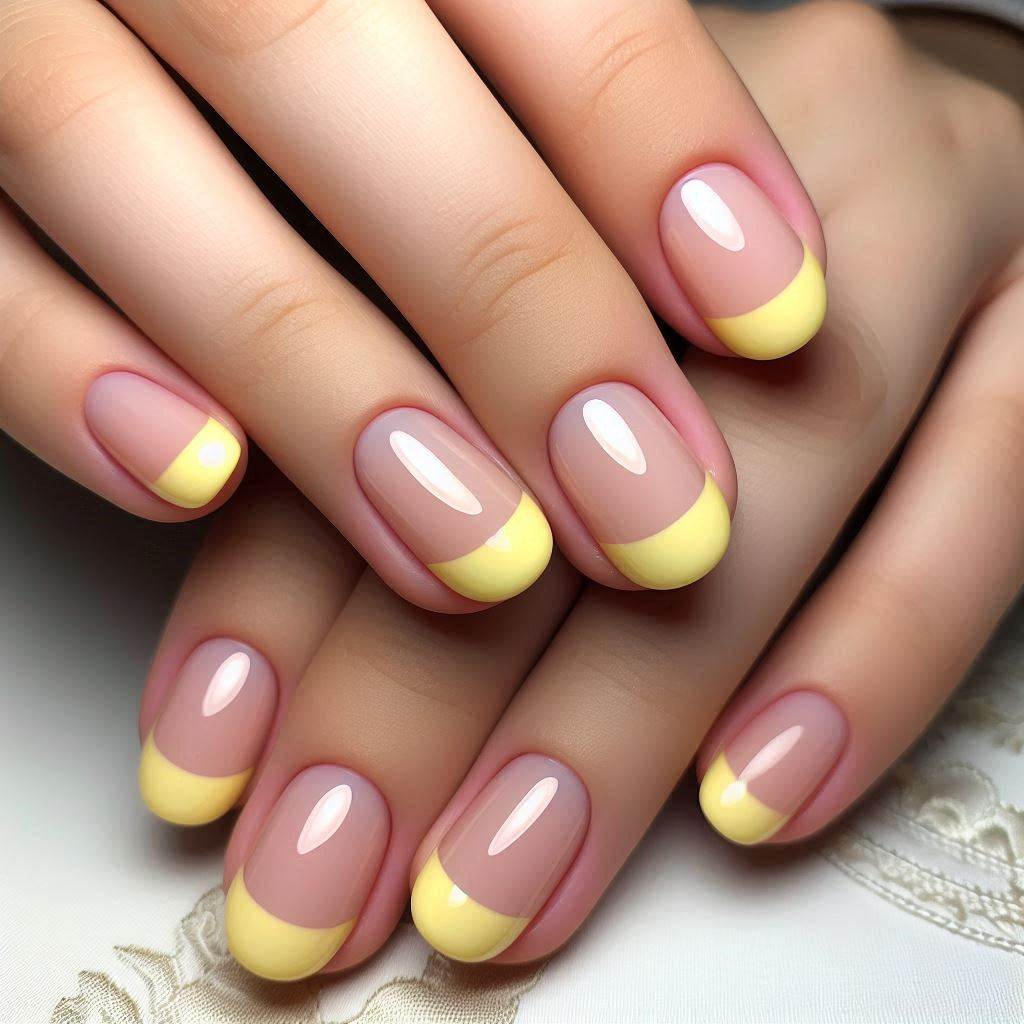 French Tip Nails Short Yellow for a Cheerful & Bright Look