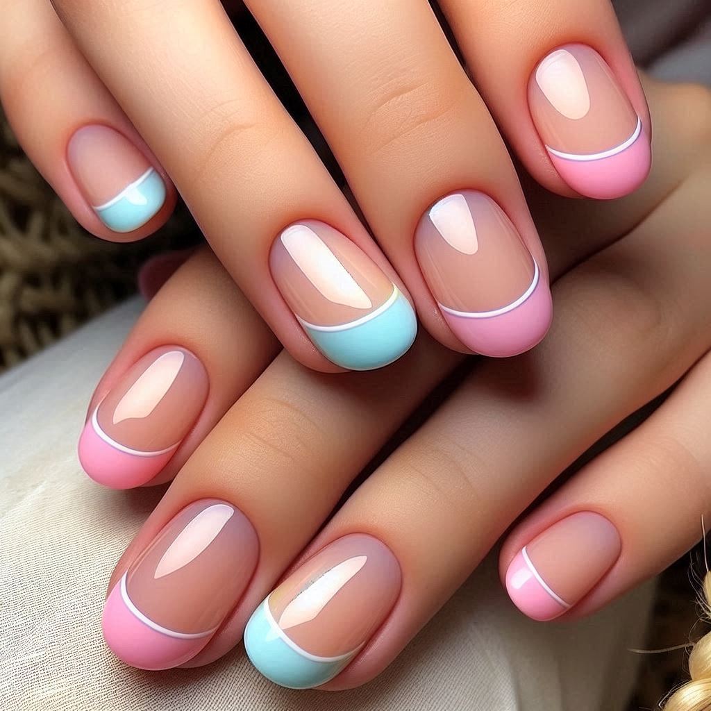 French Tip Nails Short Color for a Fun Twist