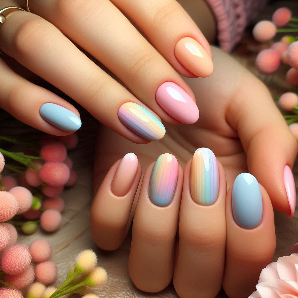 Pastel Rainbow Ballerina Nails for a Soft and Playful Touch