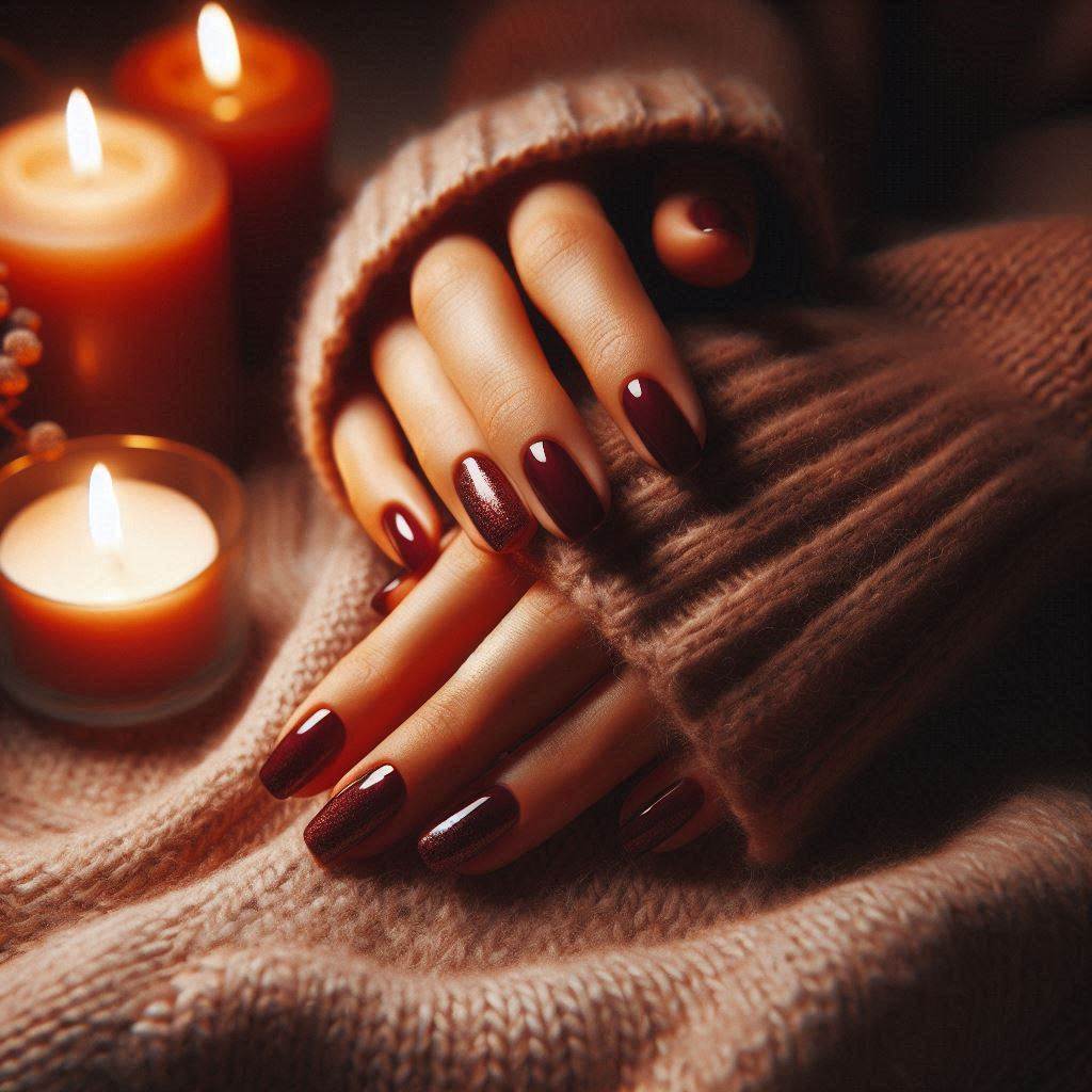 Burgundy Velvet Nails