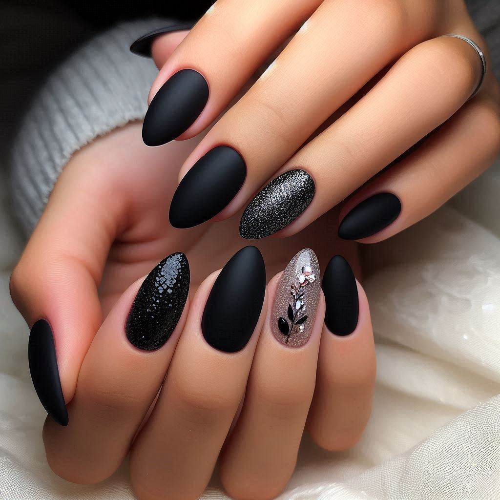 Short Black Almond Nails for a Minimalist Look