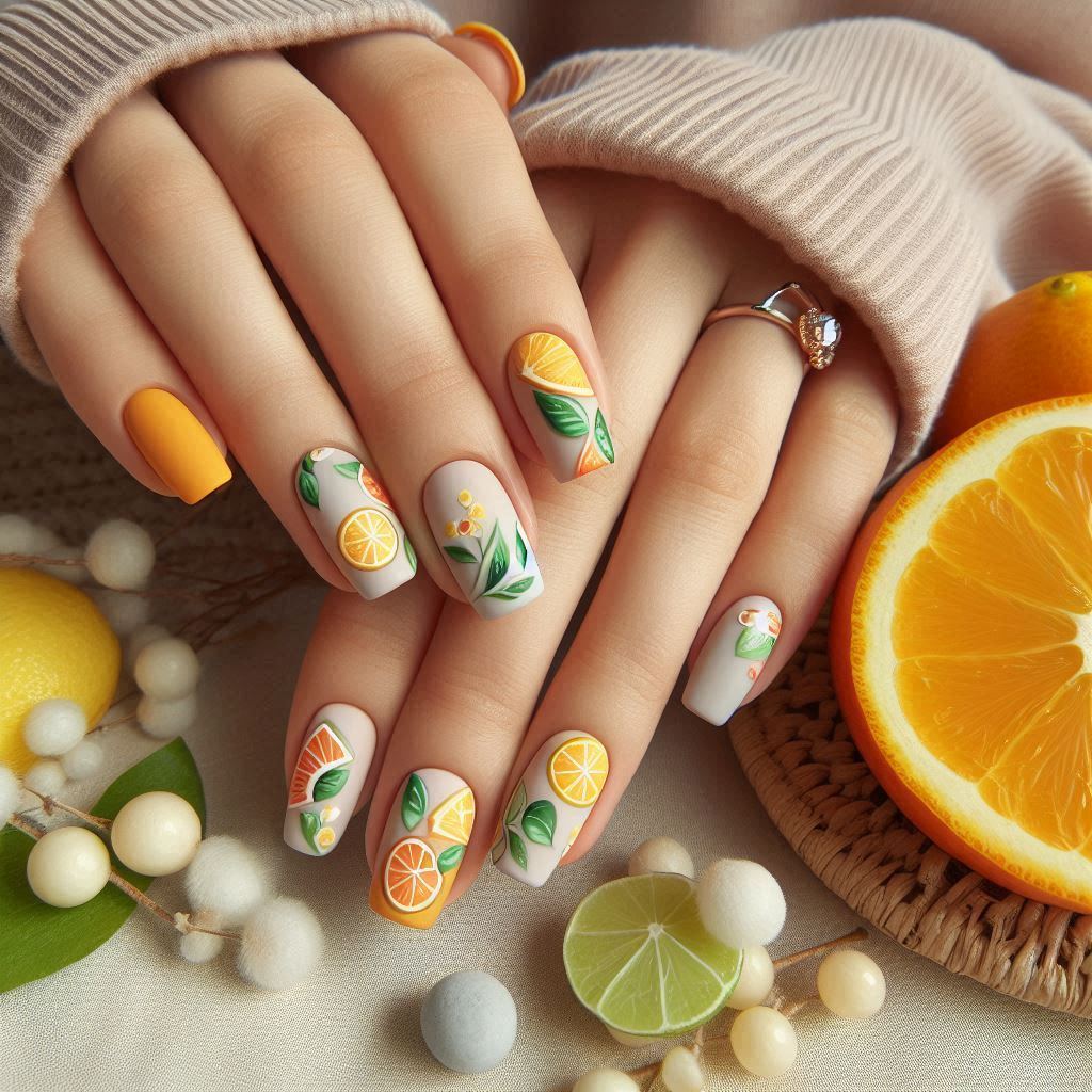 Citrus-Inspired Nails