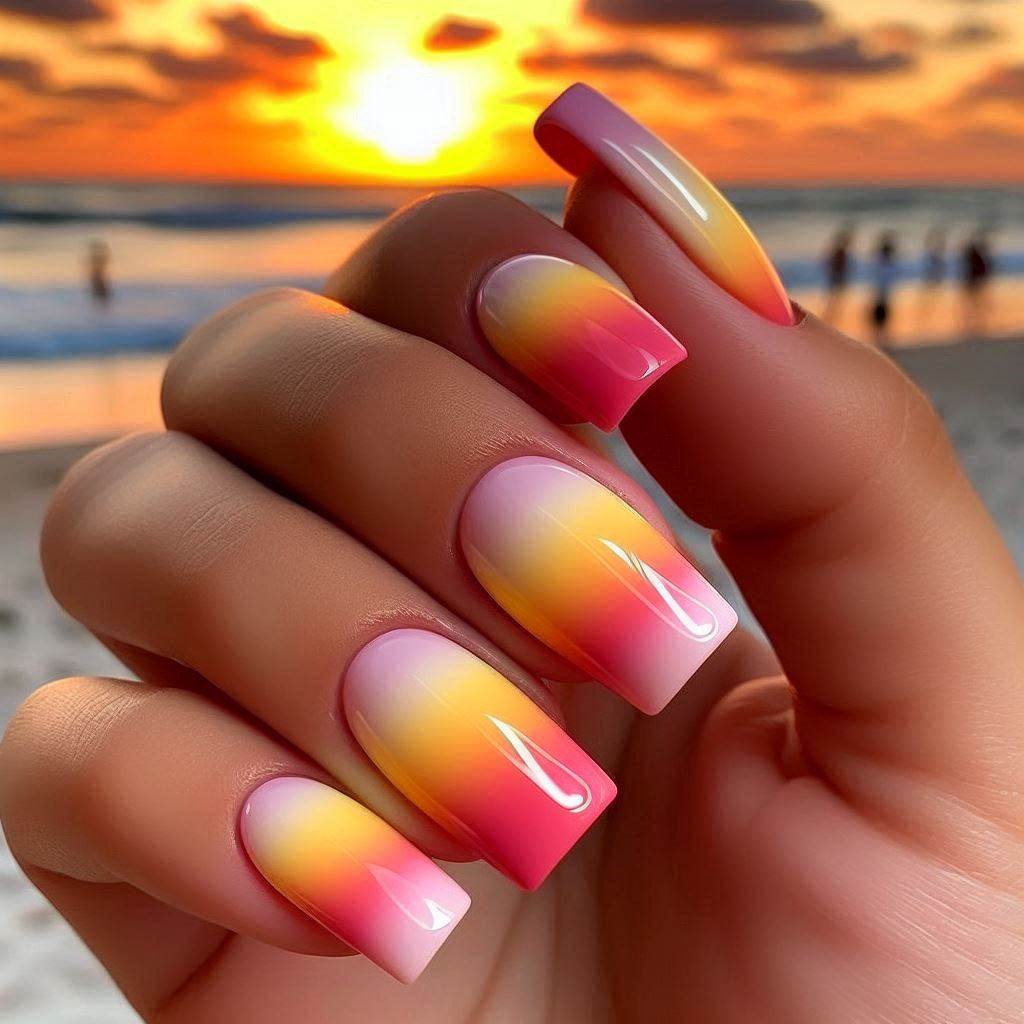 Gradient Sunset Yellow Nails for a Dreamy Effect