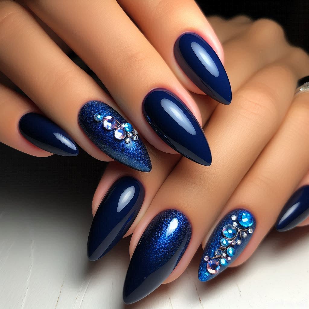 Cobalt Blue with Rhinestone Accents