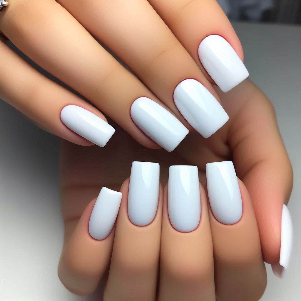 Chic White Gel Nails Short Square