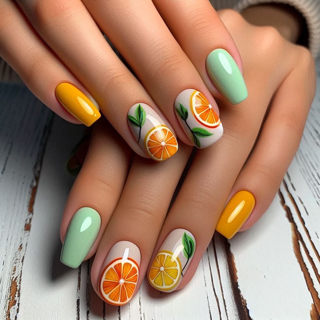 Citrus-Inspired Nails