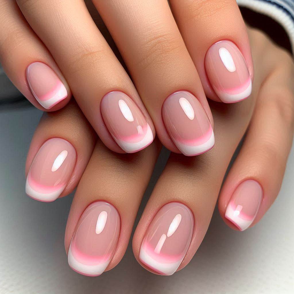 Romantic French Tip Nails Short Pink for a Soft Look