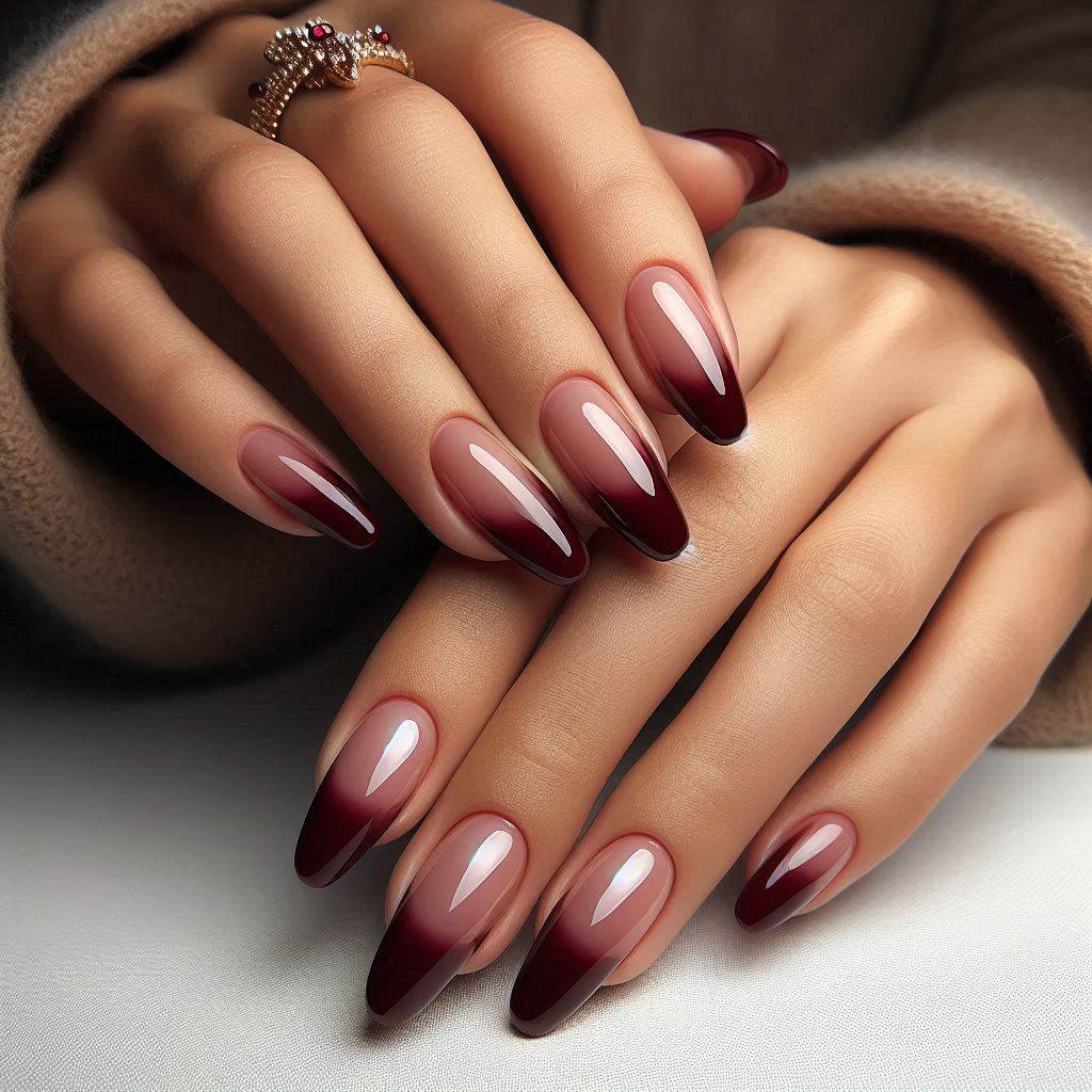  Wine-Red French Tip Nails for a Luxurious Feel