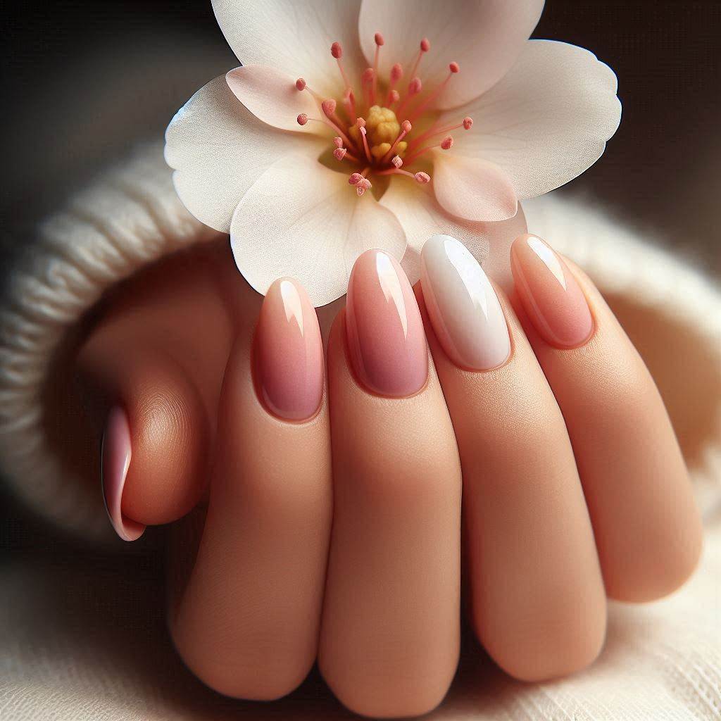 Ombre Pink White Nails Almond – A Subtle Statement