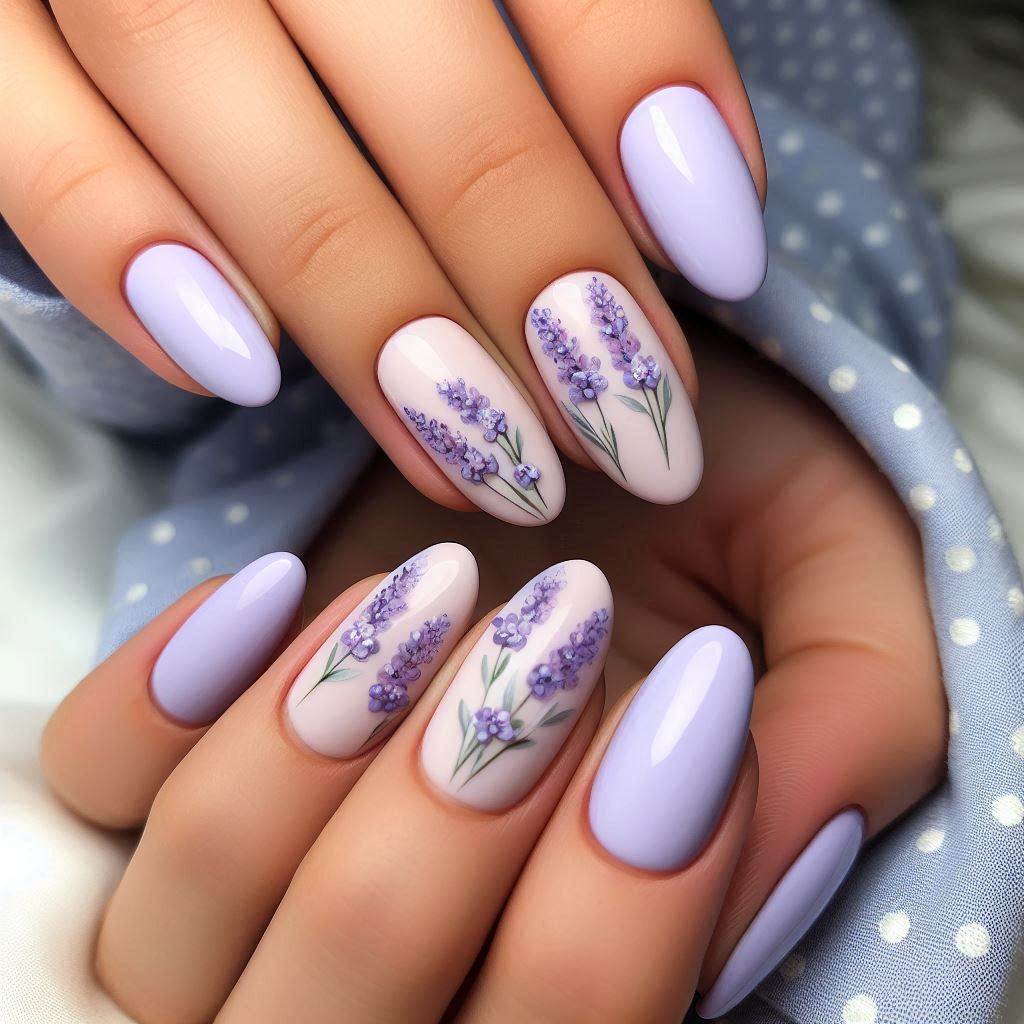 Lavender Fields Almond Nails