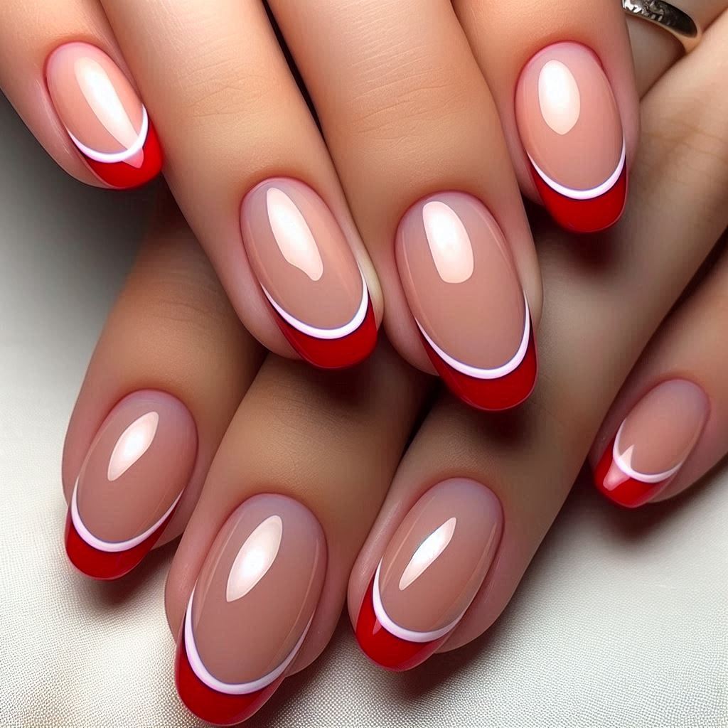 Bold French Tip Nails Short Red for a Passionate Look