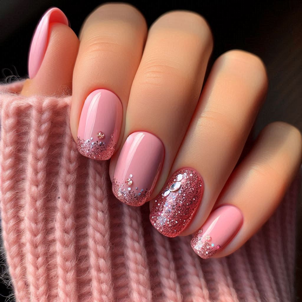 Pink with Tiny Glitter Accents